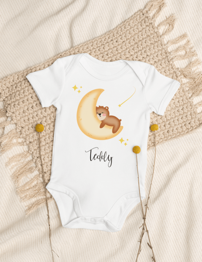 Dreaming Bear (Personalised Name Bodysuit) - Cozy Crew Club