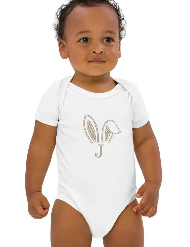 Bunny Initial (Personalised Embroidered Bunny Bodysuit) - Cozy Crew Club