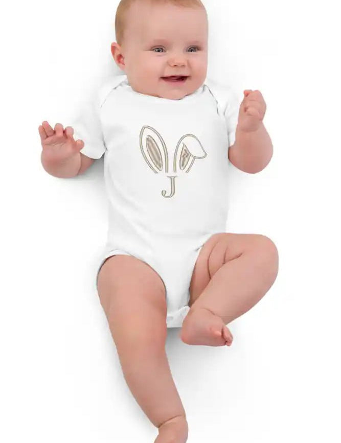 Bunny Initial (Personalised Embroidered Bunny Bodysuit) - Cozy Crew Club