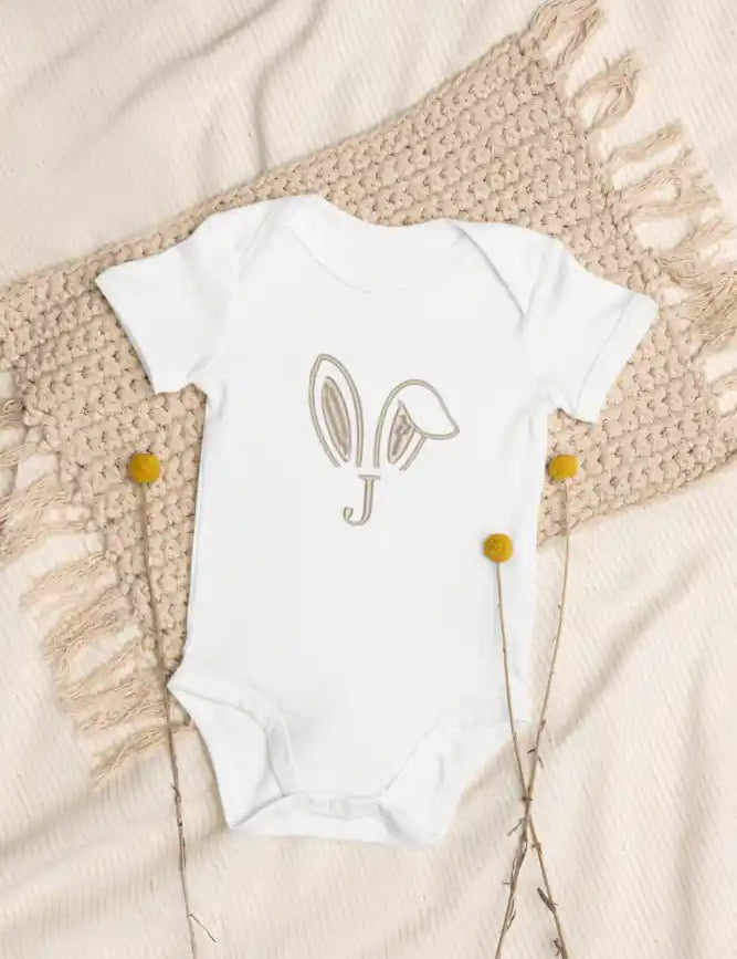 Bunny Initial (Personalised Embroidered Bunny Bodysuit) - Cozy Crew Club