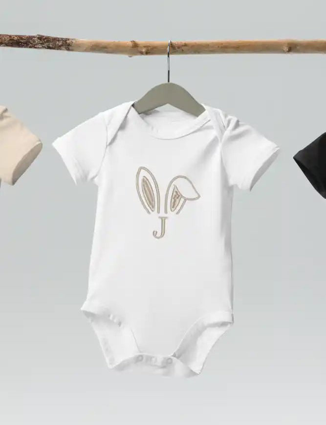 Bunny Initial (Personalised Embroidered Bunny Bodysuit) - Cozy Crew Club