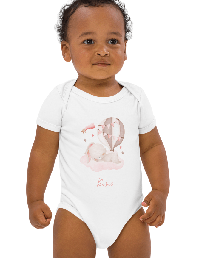 Personalised Name Bunny Hot Air Baloon Bodysuit - Cozy Crew Club