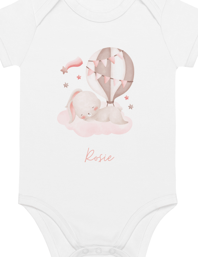 Personalised Name Bunny Hot Air Baloon Bodysuit - Cozy Crew Club
