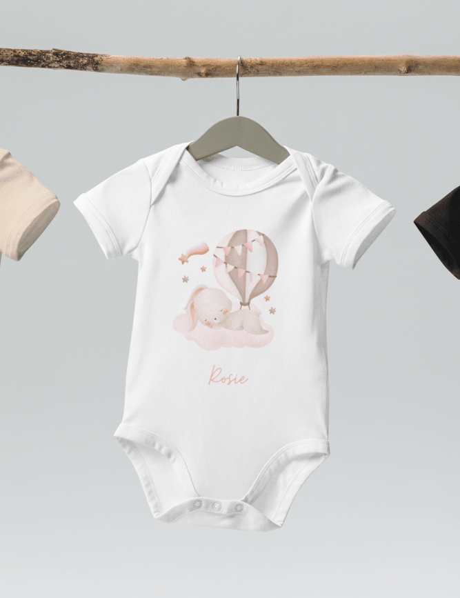 Personalised Name Bunny Hot Air Baloon Bodysuit - Cozy Crew Club