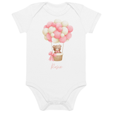 Personalisierter Name Bär Rosa Heißluftballon Body