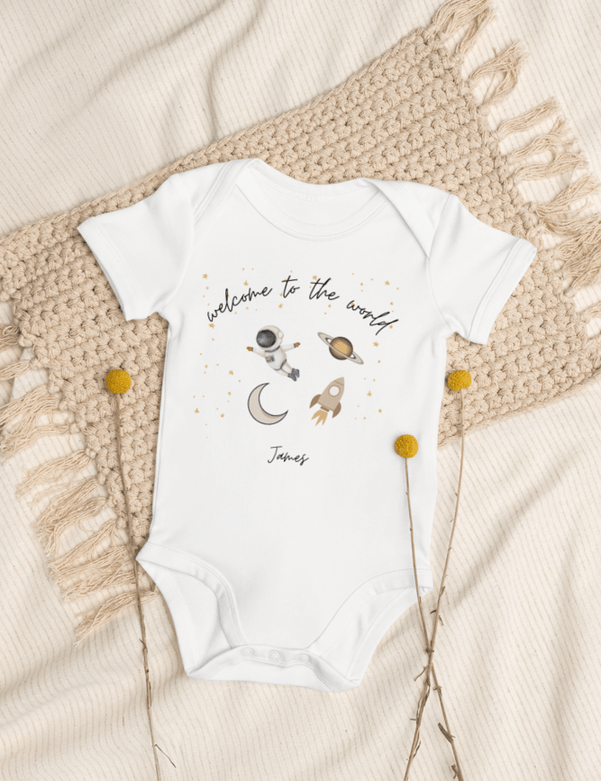 Welcome to the World Galaxy (Personalised Name Bodysuit) - Cozy Crew Club