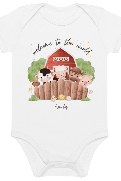 Welcome to the World Farm Animals (Personalised Name Bodysuit)