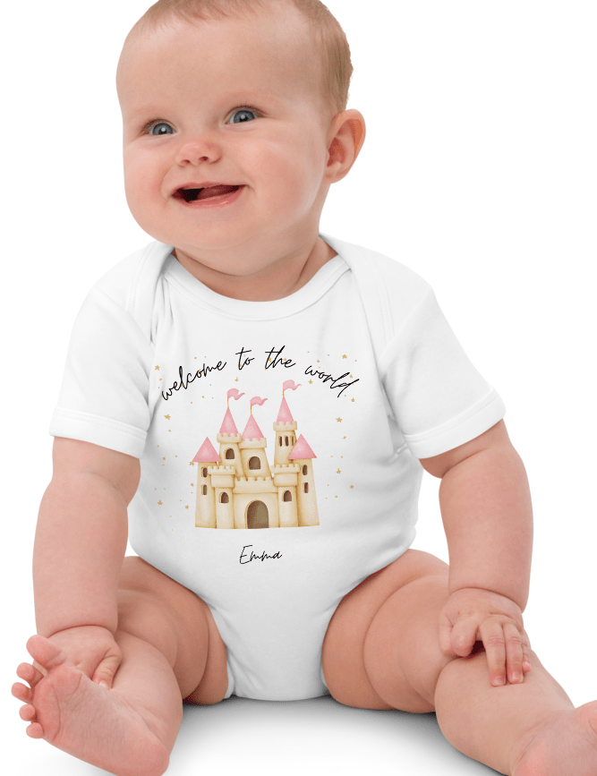 Welcome to the World Princess Castle (Personalised Name Bodysuit) - Cozy Crew Club