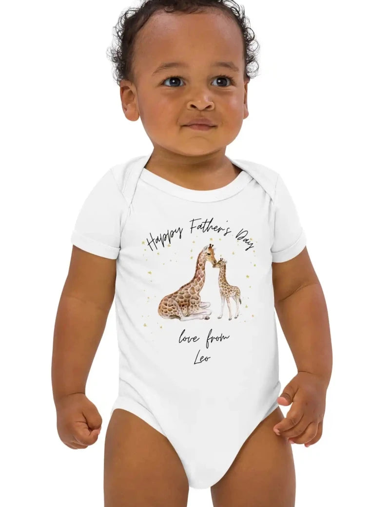 Happy Father's Day (Personalised Giraffe Bodysuit) - Cozy Crew Club