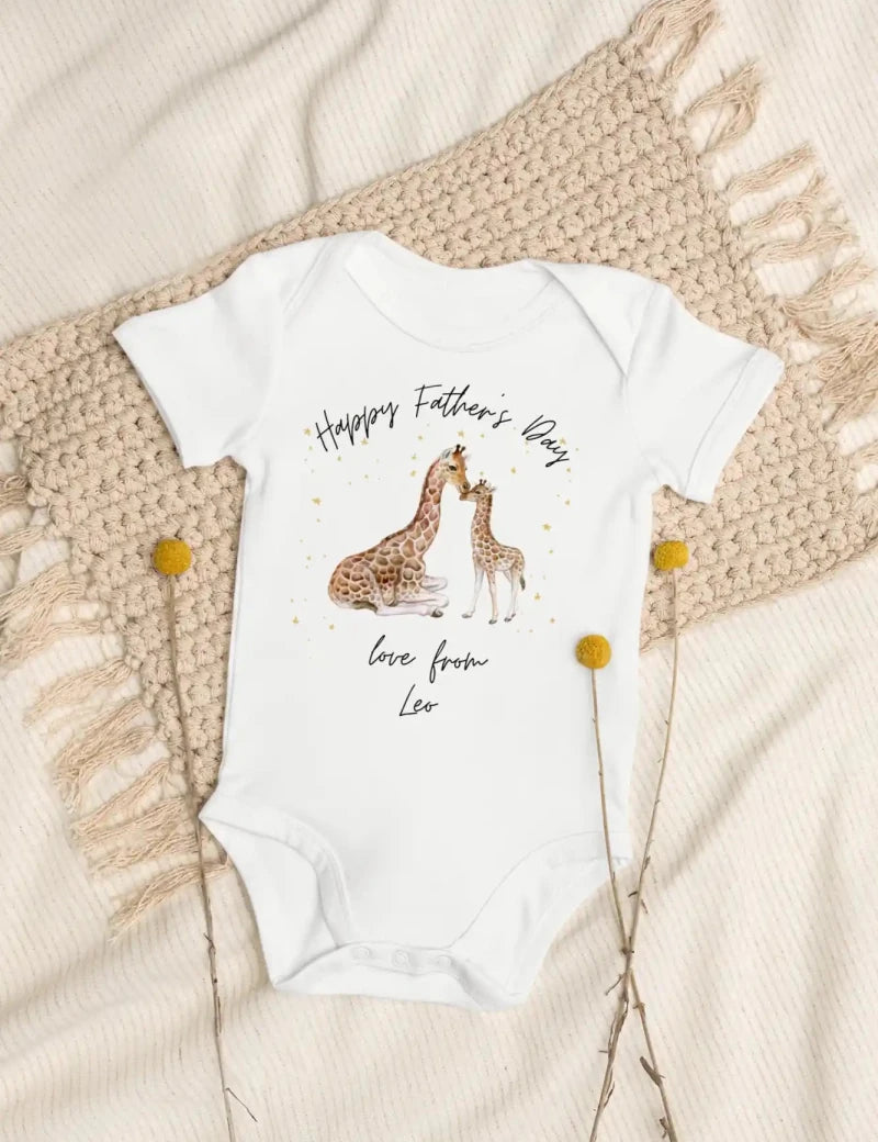 Happy Father's Day (Personalised Giraffe Bodysuit) - Cozy Crew Club