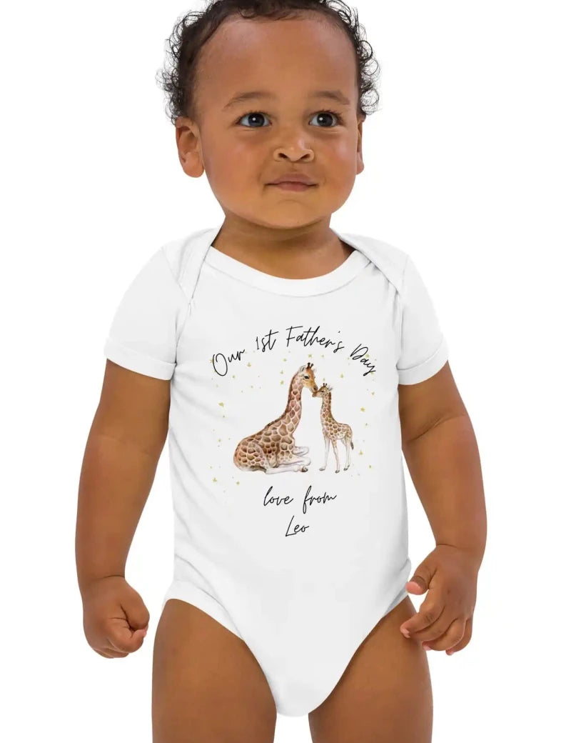 Our First Father's Day (Personalised Giraffe Bodysuit) - Cozy Crew Club