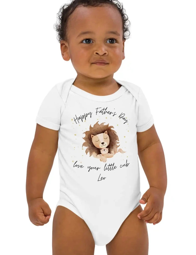 Happy Father's Day (Personalised Lion Bodysuit) - Cozy Crew Club