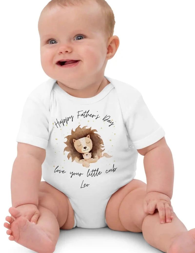 Happy Father's Day (Personalised Lion Bodysuit) - Cozy Crew Club