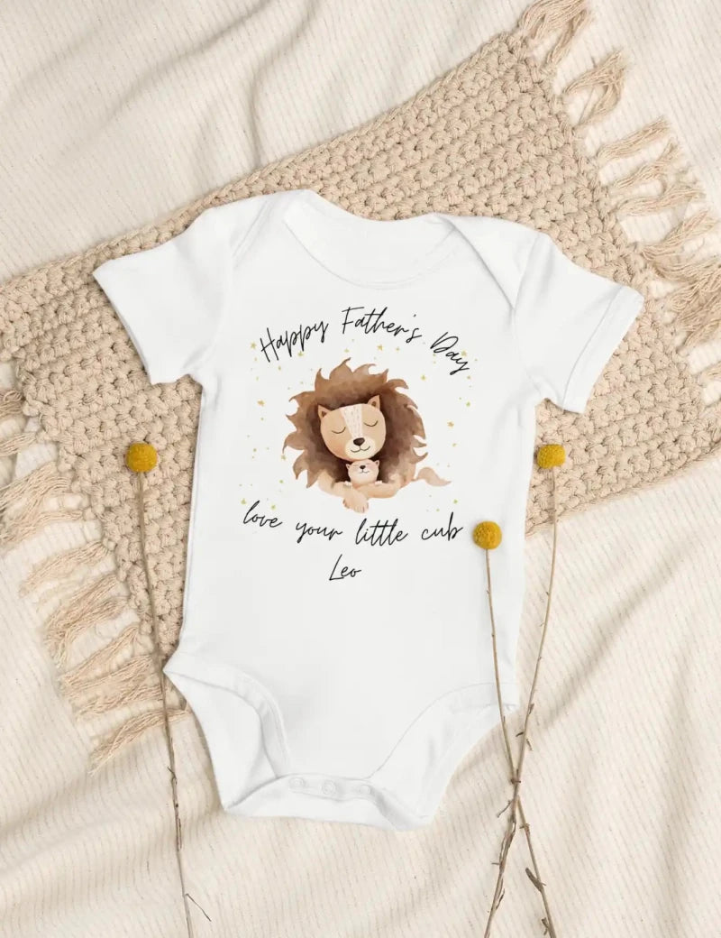 Happy Father's Day (Personalised Lion Bodysuit) - Cozy Crew Club
