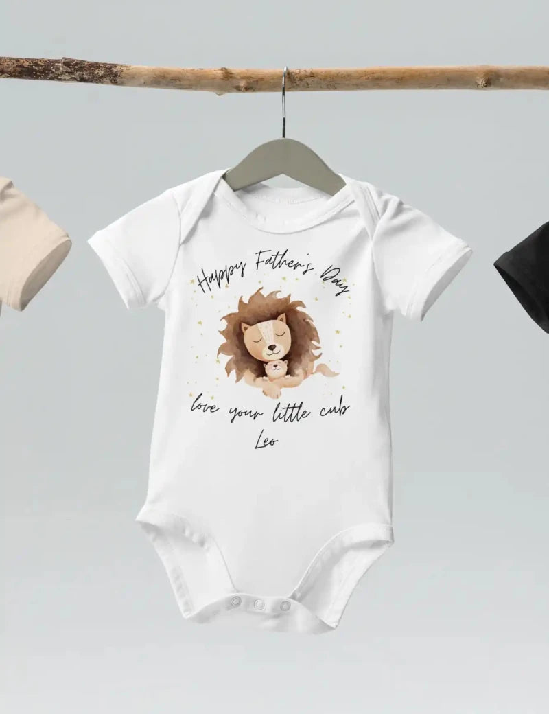 Happy Father's Day (Personalised Lion Bodysuit) - Cozy Crew Club