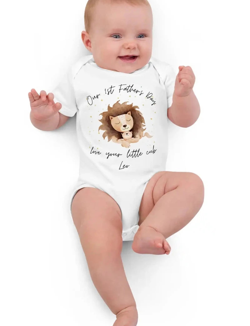Our First Father's Day (Personalised Lion Bodysuit) - Cozy Crew Club