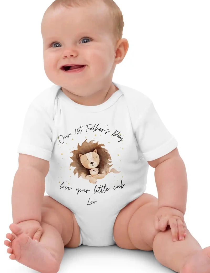 Our First Father's Day (Personalised Lion Bodysuit) - Cozy Crew Club