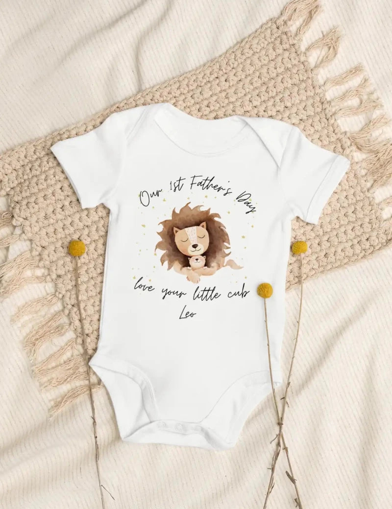 Our First Father's Day (Personalised Lion Bodysuit) - Cozy Crew Club