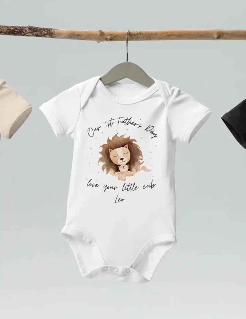 Our First Father's Day (Personalised Lion Bodysuit) - Cozy Crew Club