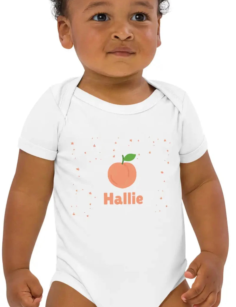 Peach Personalised Bodysuit in White - Cozy Crew Club