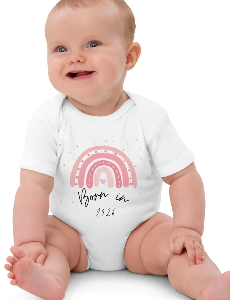 Born in 2026 Pink Personalised Bodysuit - Cozy Crew Club