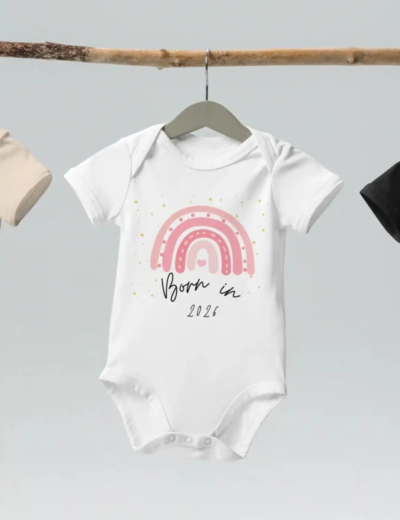 Born in 2026 Pink Personalised Bodysuit - Cozy Crew Club