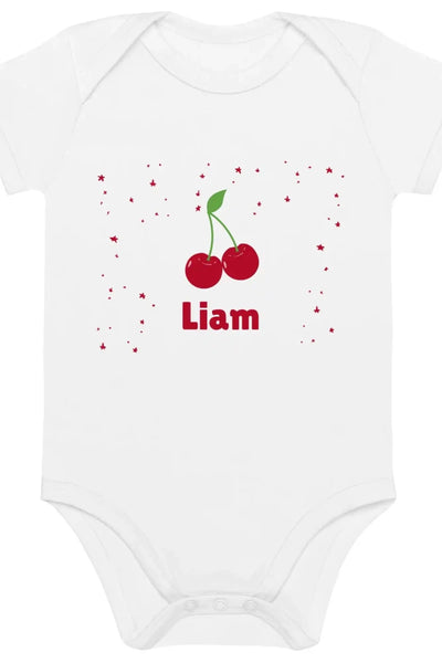 Cherry Personalised Bodysuit in White