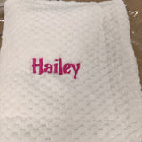 Sample Sale - White cocole blanket - 'Hailey' in pink thread