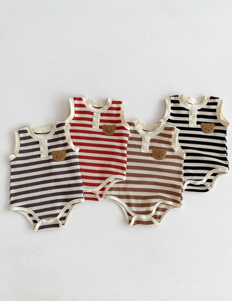The Bear Beach Stripe Bodysuit - Cozy Crew Club