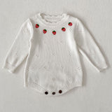 Weißer Erdbeer-Strick-Bodysuit
