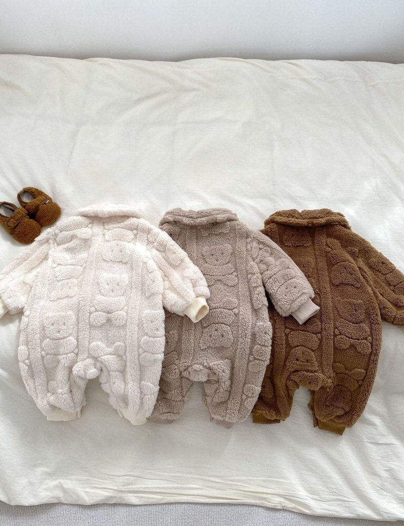 The Fur Bear Lining Fluffy Coat Romper - Cozy Crew Club