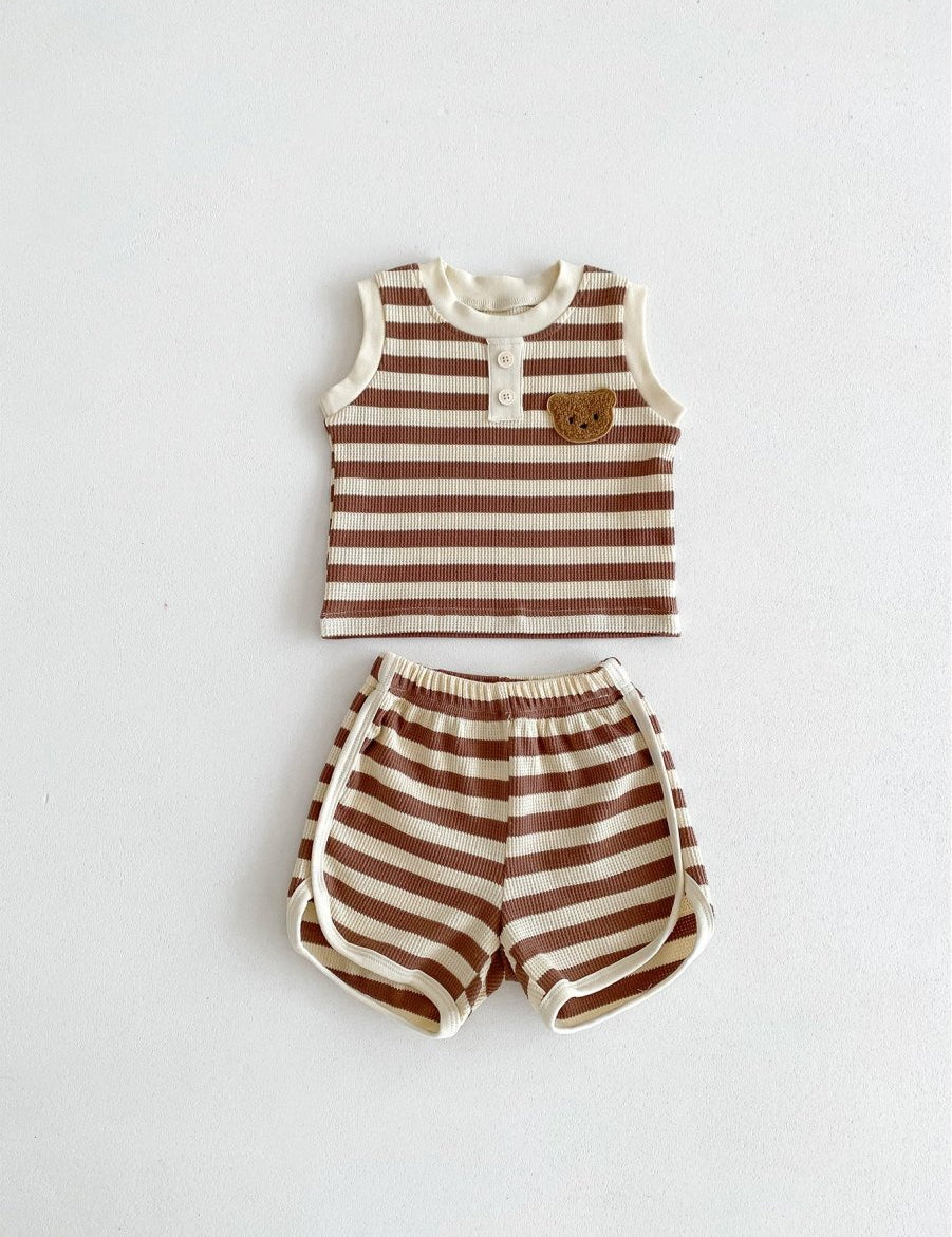 The Bear Beach Stripe Shorts & T-Shirt - Cozy Crew Club