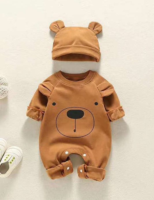Bear Patch Romper, Hat - Brown or White Cozy Crew Club Rompers mora-uk.myshopify.com bear-patch-romper-hat-and-mittens Brown / 3-6 M BPRHMB36 10off, 20off, allproducts, baby, baby collection, bear, bear collection, bear print, BFCM-20, BFCM-25, BFCM20, BOXINGDAY, China, CHRISTMAS20, clothing, LINECARD, new in, nightwear, nonpersonalised, outfit, PADDY10, romper, WINTER30