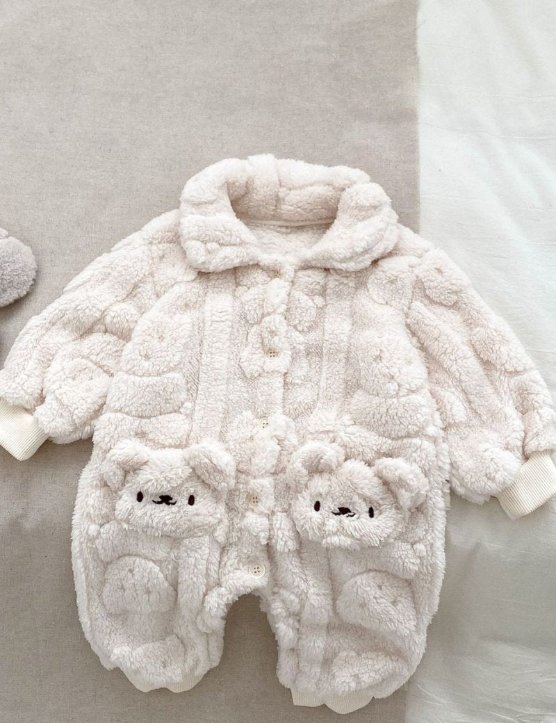 The Fur Bear Lining Fluffy Coat Romper - Cozy Crew Club