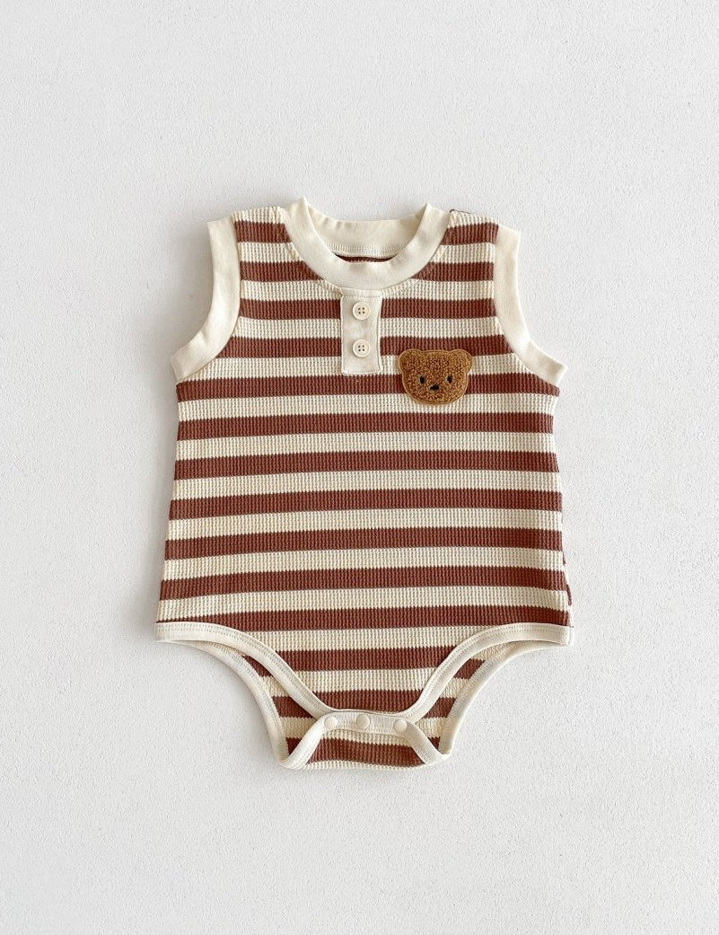 The Bear Beach Stripe Bodysuit - Cozy Crew Club
