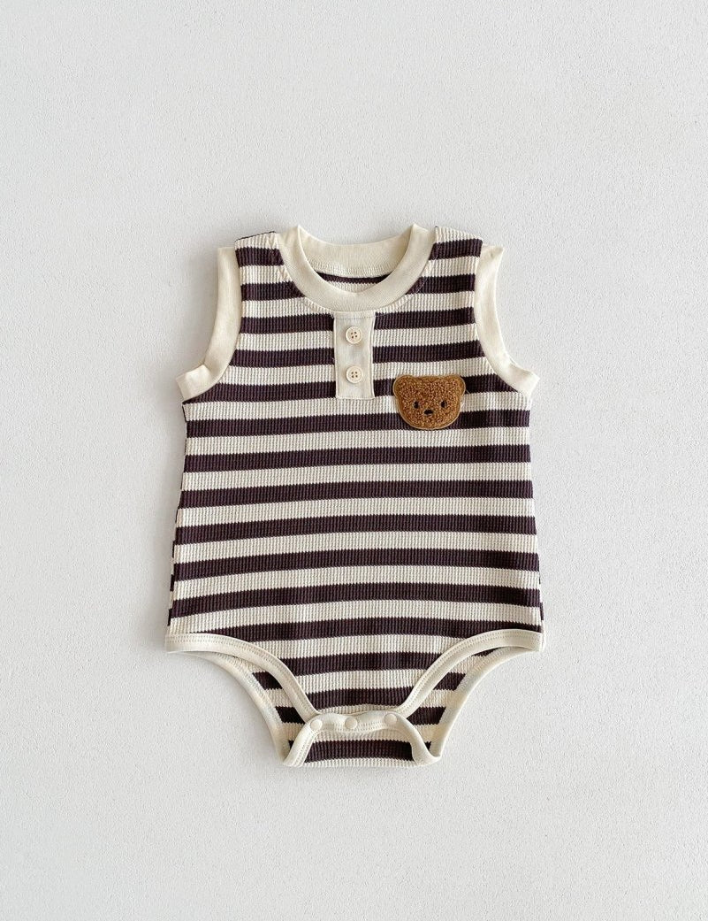The Bear Beach Stripe Bodysuit - Cozy Crew Club