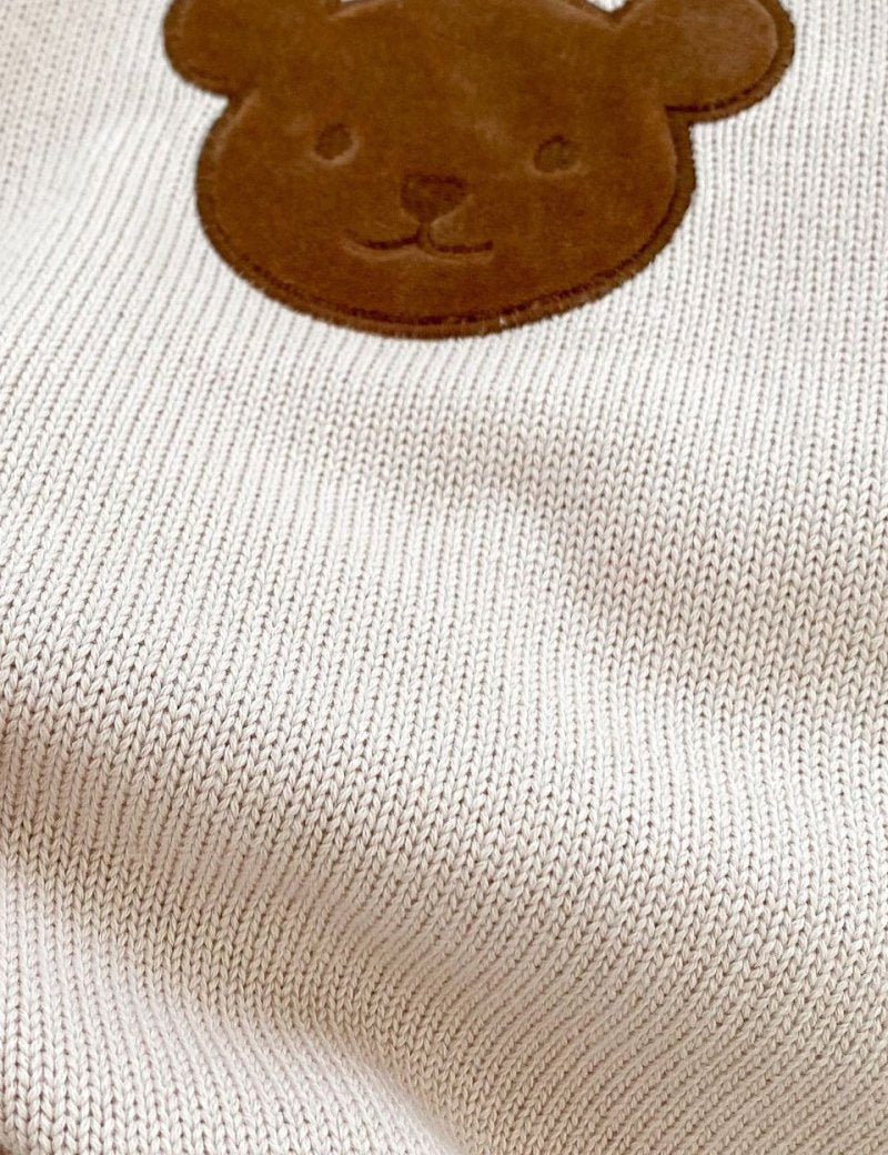 Winter Bear Knitted Bodysuit Red or Beige - Cozy Crew Club