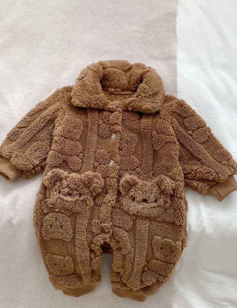 The Fur Bear Lining Fluffy Coat Romper - Cozy Crew Club