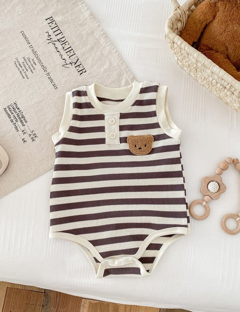 The Bear Beach Stripe Bodysuit - Cozy Crew Club