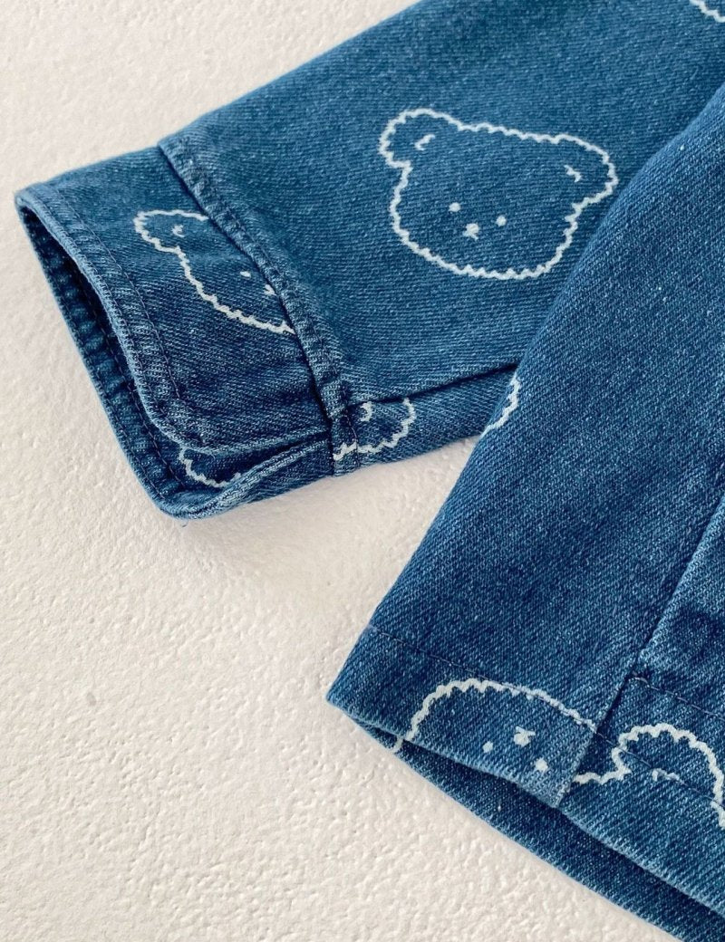 Baby Embroidered Bear Denim Two-Piece Set - Cozy Crew Club