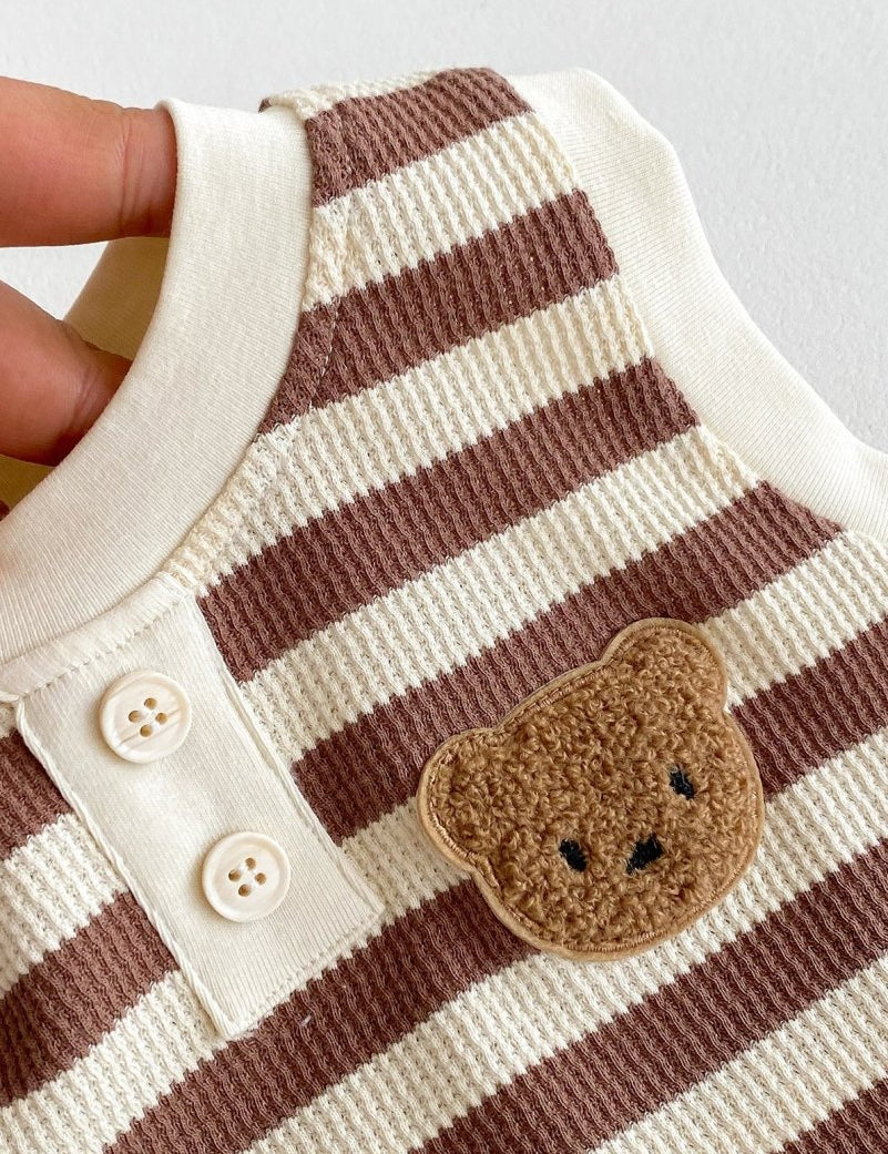 The Bear Beach Stripe Bodysuit - Cozy Crew Club