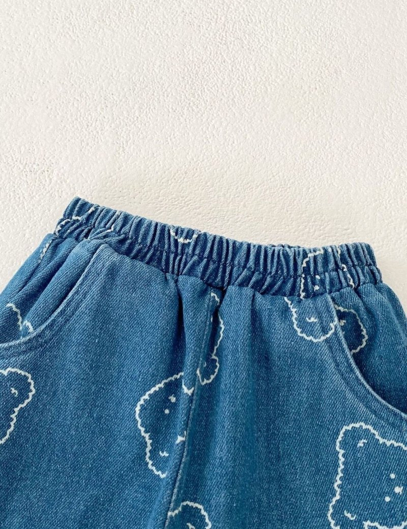 Baby Embroidered Bear Denim Two-Piece Set - Cozy Crew Club