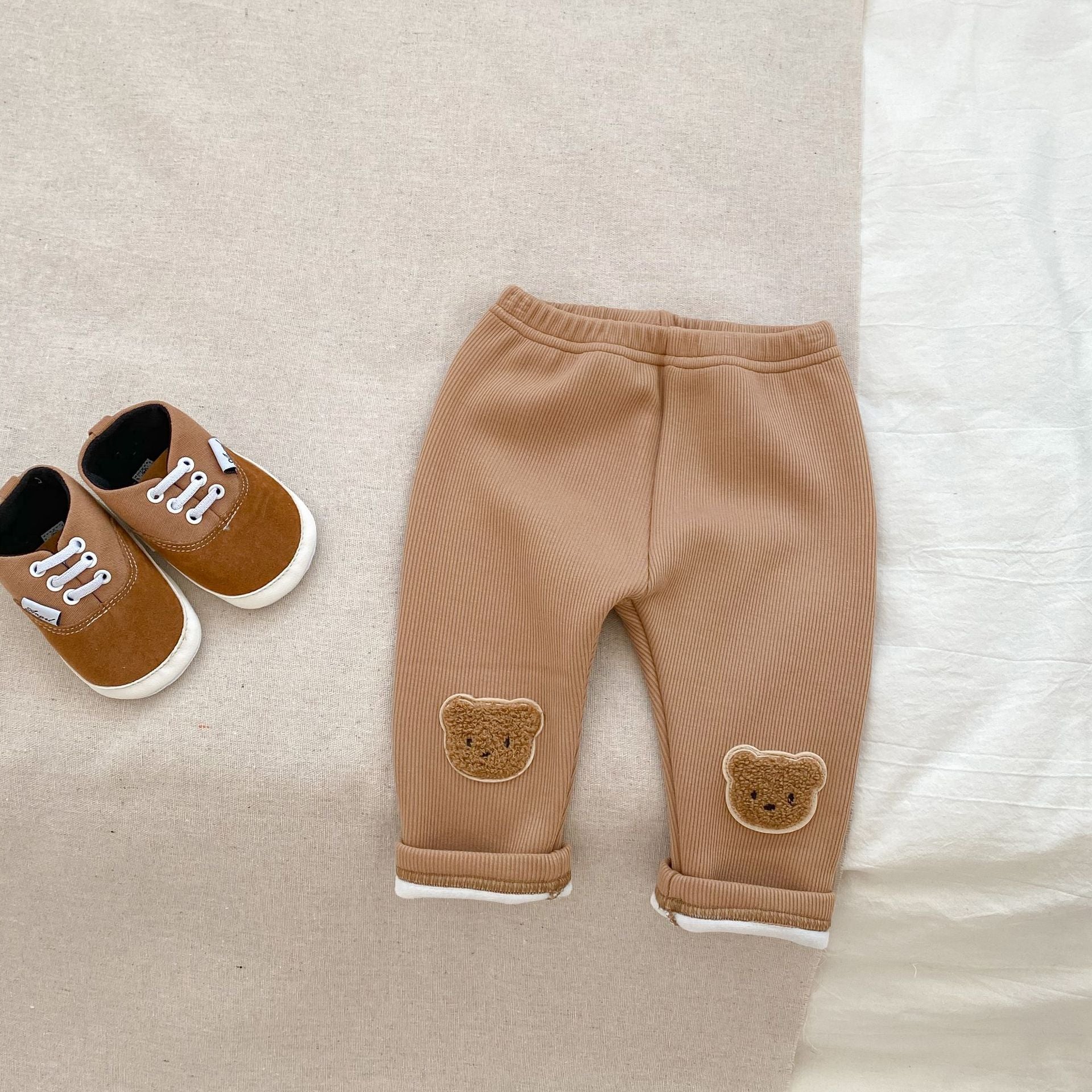 Little Bear Thickened Ribbed Joggers