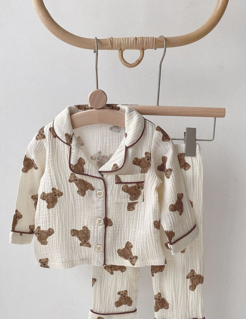 Cozy Bear Pyjamas - PJ Set 100% Cotton - Cozy Crew Club