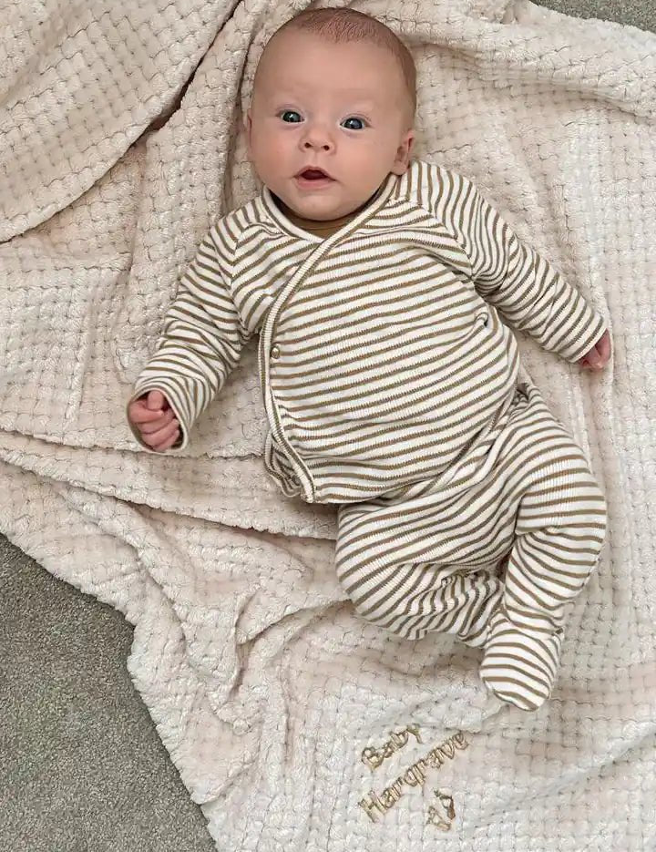 Cocole (Beige) Personalised Microfibre Soft Baby Blanket - Cozy Crew Club