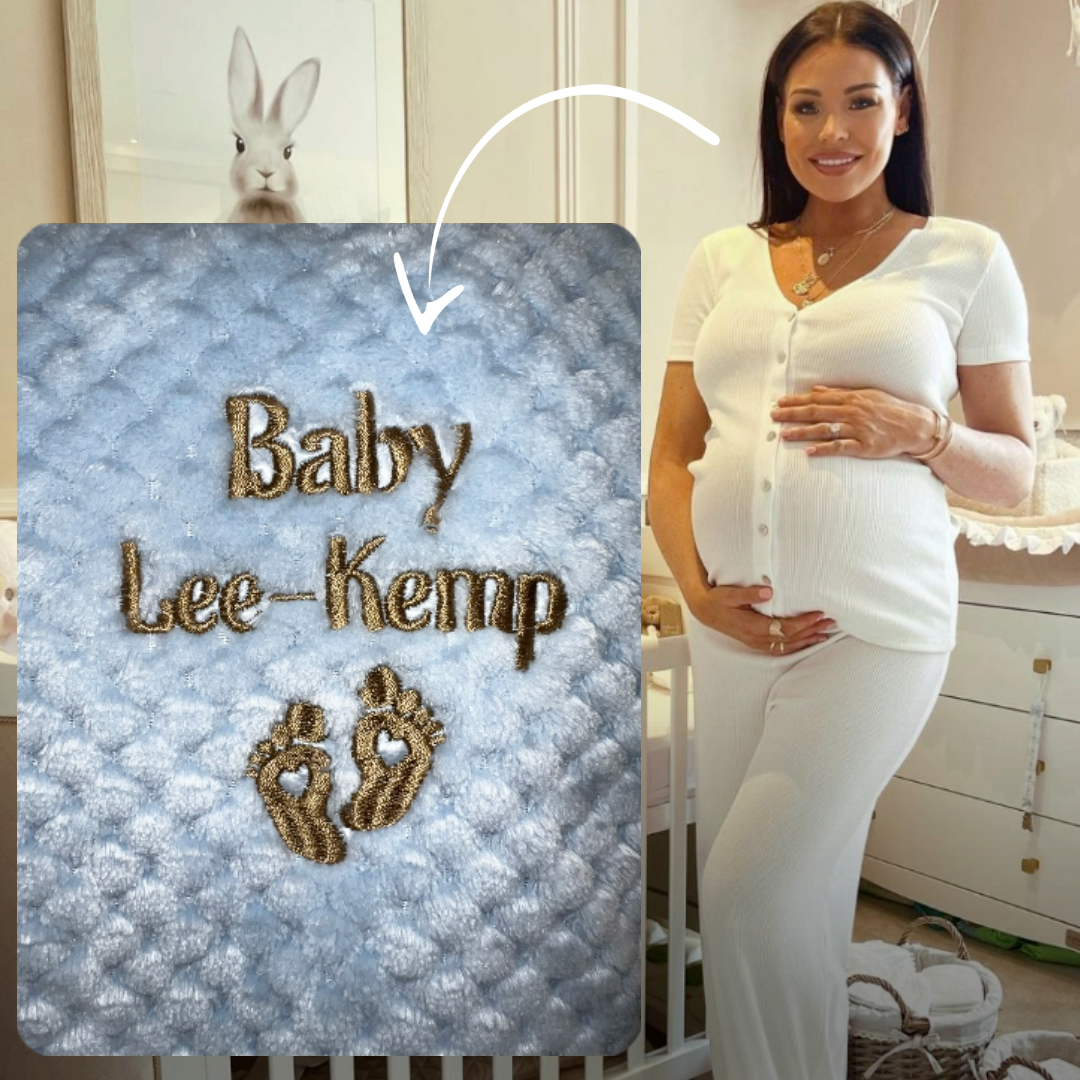 Jess Wright cradles baby bump as she shares pic of Cozy Crew Blanket inside gorgeous nursery!