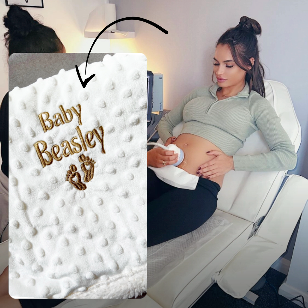 Pregnant Nicole Bass displays her growing baby bump and Cozy Crew Club goodies!