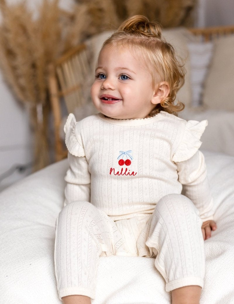 Knitted Bow Frill Romper Personalsied - Cozy Crew Club