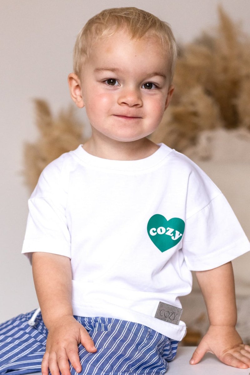 Cozy Heart Club Graphic Tee - White - Green Heart - Cozy Crew Club