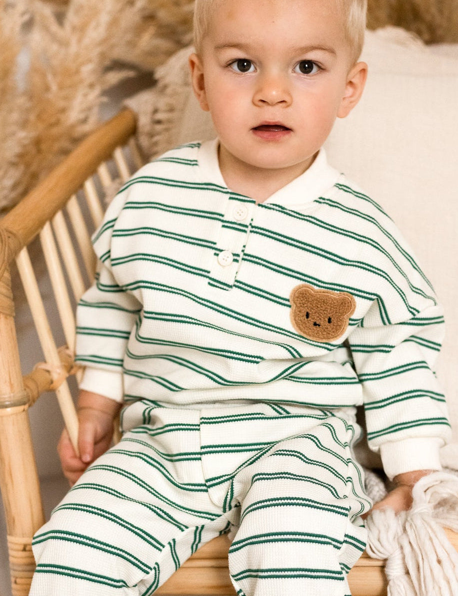 The Striped Polo Bear Tracksuit Cozy Crew Club Tracksuits mora-uk.myshopify.com the-stripped-polo-bear-tracksuit Striped Green / 0-6 M TSPBTGR06 10off, 20off, allproducts, aw23, baby, bear, bear collection, bear print, BFCM-20, BFCM-25, BFCM20, china, CHRISTMAS20, clothing, happy bear, LINECARD, new in, nightwear, nonpersonalised, PADDY20, WINTER30, zero
